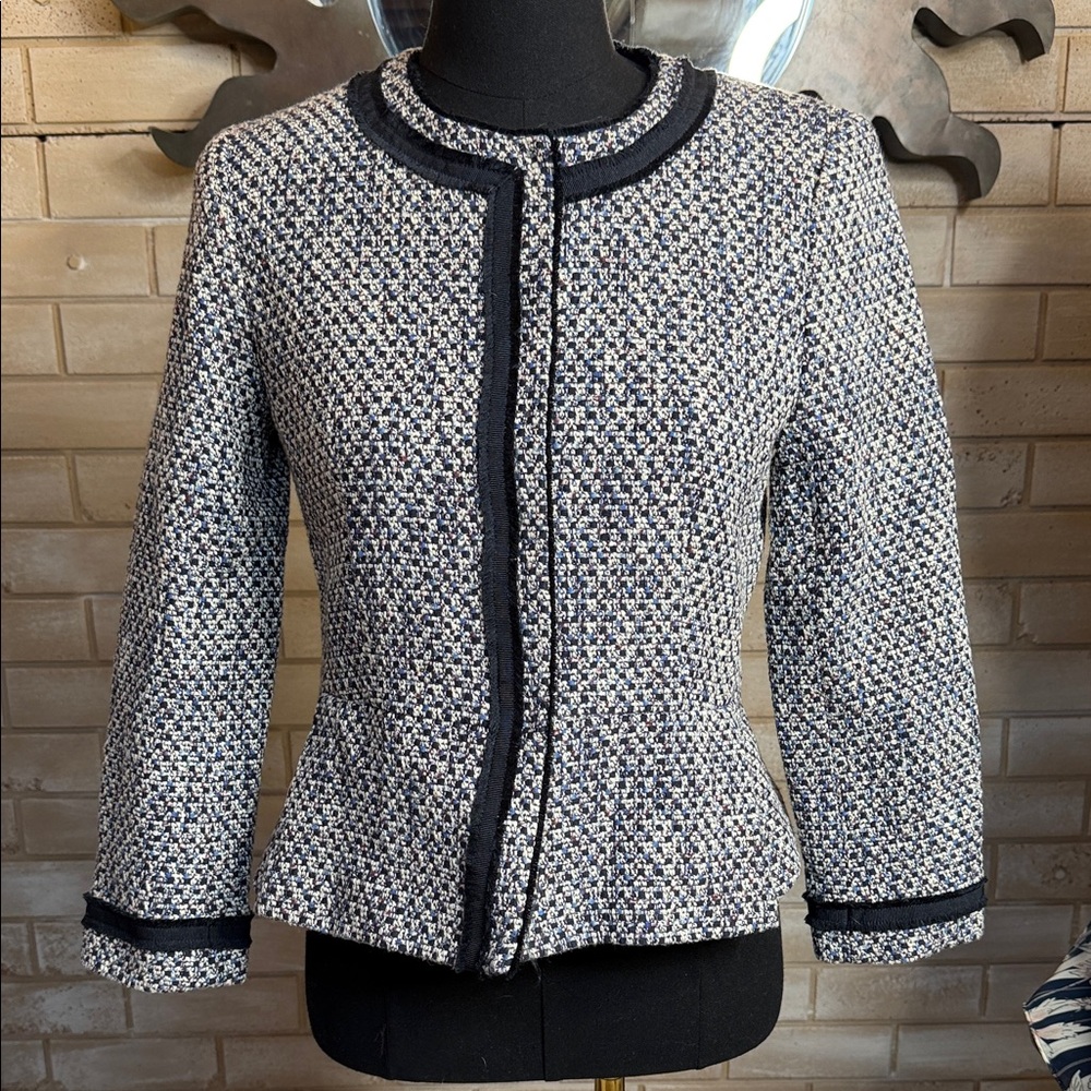 Ann Taylor Women's Tweed Blazer - Black and White